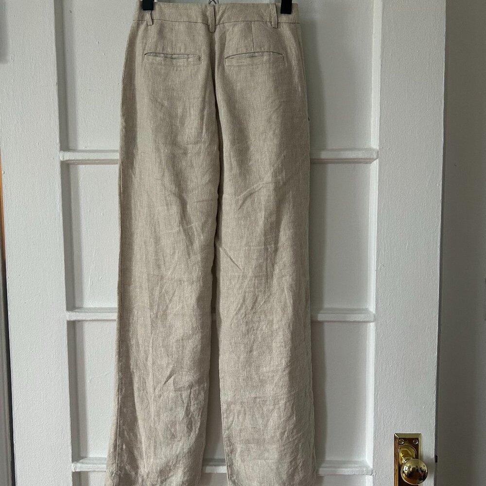 Reformation Petites Alex Linen Pant, Oatmeal -- 2P - Picture 3 of 7